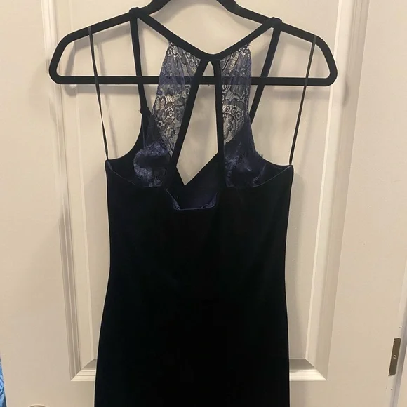 Navy Blue Velvet Dress size L - Picture 3 of 3